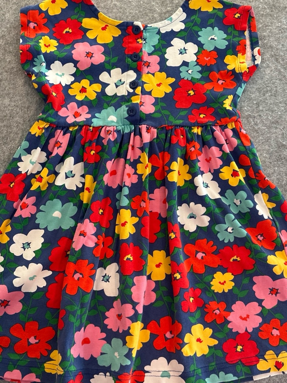 Hannah Navy Floral Dress with Red, Yellow, Pink & White Blooms